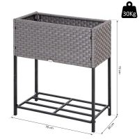 Outsunny® verhoogd bed, bloembak, bloempot met plank, irrigatie, rotan bruin 70 x 30 x 72 cm | Aosom.de(m-3)