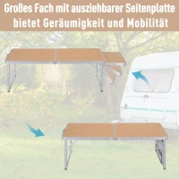 Outsunny® campingtafel klaptafel picknicktafel in hoogte verstelbaar etra tafelblad aluminium 120 x 60 x 40/70 cm | Aosom.nl(m-5)