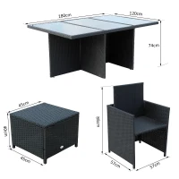 Outsunny Poly-rotan zitgroep 27-delig Zitset met kussens, tuinmeubelen in zwart aluminium(m-3)