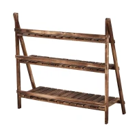 Outsunny plantenetagère bloementrap bloemenbank plantenrek standaard 3 treden vurenhout(m-6)