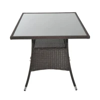 Outsunny Polyrotan tuintafel glazen tafel eettafel tuinmeubelen tafel metaal 150 x 85 x 74 cm(m-5)