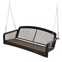 Outsunny Tuinschommel schommelbank tuinbank voor 2 personen terras rotan bruin(m-4)