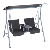 Outsunny Hollywoodschommel 2-zits tuinschommel schommel met zonnekap beige/grijs(m-5)