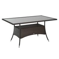 Outsunny Polyrotan tuintafel glazen tafel eettafel tuinmeubelen tafel metaal 150 x 85 x 74 cm
