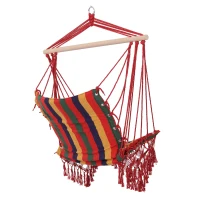 Outsunny Hangstoel zwevende stoel hangmat stoel gestoffeerde stoel buiten 100 x 60 cm tot 120 kg(m-6)