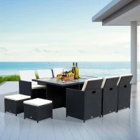 Outsunny Poly-rotan zitgroep 27-delig Zitset met kussens, tuinmeubelen in zwart aluminium(m-2)