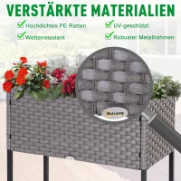 Outsunny® verhoogd bed, bloembak, bloempot met plank, irrigatie, rotan bruin 70 x 30 x 72 cm | Aosom.de(m-4)