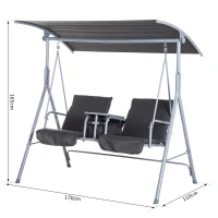Outsunny Hollywoodschommel 2-zits tuinschommel schommel met zonnekap beige/grijs(m-3)