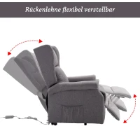 HOMCOM® relaxstoel tv-stoel met elektrische opstahulp linnen hout schuimstof grijs 72,5 x 94 x 109 cm | Aosom.nl(m-4)