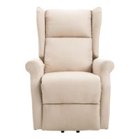 HOMCOM relaxstoel tv-stoel met elektrische opstahulp linnen hout schuimstof crème 72,5 x 94 x 109 cm(m-6)