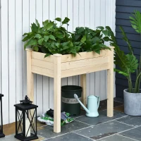 Verhoogd bed plantenbak kruidenbed met afvoergaten non-woven massief hout naturel(m-2)