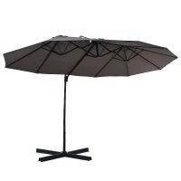 parasol met zwengel dubbele parasol tuinparasol zonwering metaal grijs(m-1)
