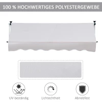 Outsunny Luifel opklaparm klem luifel zonwering handslinger balkon aluminium 3 x 1,2 m creme(m-7)