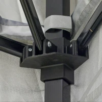 partytent opvouwbare tent pop-up tent incl. tas op wielen staal + oxford + mesh grijs(m-10)