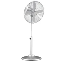 HOMCOM Statiefventilator ventilator in hoogte verstelbaar 3 snelheden staal zilver(m-1)