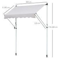 Outsunny Luifel opklaparm klem luifel zonwering handslinger balkon aluminium 3 x 1,2 m creme(m-3)