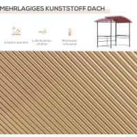 grillpaviljoen met vlamvertragend dak BBQ-paviljoen met 2 planken staal PC donkergrijs(m-4)