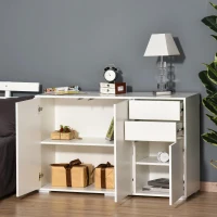 HOMCOM Dressoir keukenkast 2 lades 3 deuren woonkamer badkamer wit(m-5)