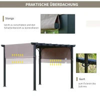 Outsunny paviljoen 3 x 3 m pergola met verstelbaar stoffen dak uv + waterbestendig staal(m-4)