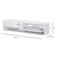 HOMCOM Tv meubel lowboard wandkast wandkast met lades wit(m-3)