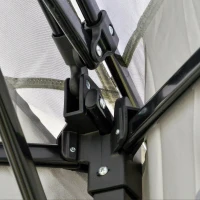 partytent opvouwbare tent pop-up tent incl. tas op wielen staal + oxford + mesh grijs(m-11)