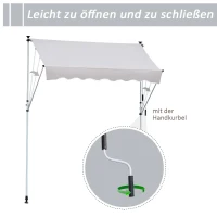 Outsunny Luifel opklaparm klem luifel zonwering handslinger balkon aluminium 3 x 1,2 m creme(m-4)