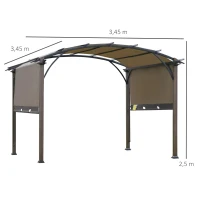 Outsunny paviljoen pergola met verstelbaar stoffen dak uv +50 waterbestendig textileen staal(m-3)