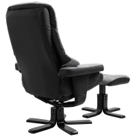 HOMCOM Relaxfauteuil met kruk TV-fauteuil gestoffeerde fauteuil ligstoel grijs 78 x 82,5 x 109 cm(m-6)