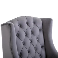 HOMCOM®-vleugelstoel met tufting, Relaxfauteuil, Fluweel, Grijs, 67 x 70,5 x 97 cm(m-9)