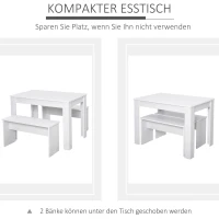 HOMCOM Eetgroep met 2 banken eetkamerset zitgroep tafelgroep naturel + zwart(m-4)