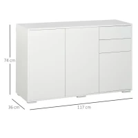 HOMCOM Dressoir keukenkast 2 lades 3 deuren woonkamer badkamer wit(m-3)