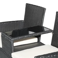 Poly-rotan tuinbank met tafel tuinbank bank 2-zits staal zwart(m-8)