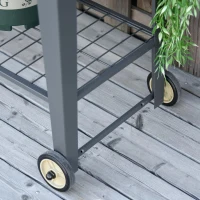 Verhoogd bed met wielen en plank kruidenbed plantenbed metaal kunststof grijs(m-10)