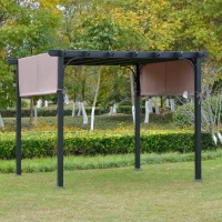 Outsunny paviljoen 3 x 3 m pergola met verstelbaar stoffen dak uv + waterbestendig staal(m-2)