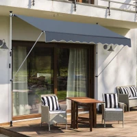 Luifel knikarm klem luifel zonwering handslinger balkon aluminium 3 x 1,2 m grijs(m-2)