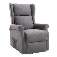 HOMCOM® relaxstoel tv-stoel met elektrische opstahulp linnen hout schuimstof grijs 72,5 x 94 x 109 cm | Aosom.nl(m-5)