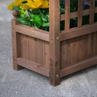 Outsunny Plantenbak bloemenstandaard latwerk klimkast met lekgaten hout(m-10)