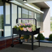 Outsunny verhoogd bed met LED-licht(m-2)