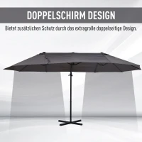 parasol met zwengel dubbele parasol tuinparasol zonwering metaal grijs(m-6)