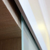 HOMCOM glazen schuifdeur schuifdeur deur kamerdeur met handgreep eenzijdig gesatineerd met stroken 2050 x 900 mm(m-7)