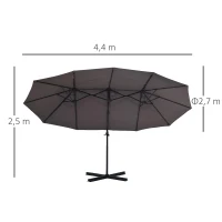 parasol met zwengel dubbele parasol tuinparasol zonwering metaal grijs(m-3)