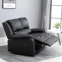 HOMCOM Dubbele bank verstelbare rugleuningen relaxstoel relaxfauteuil houten poten PU 3 kleuren(m-6)