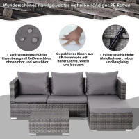 Outsunny driedelige tuinset zitgroep koffietafel opbergruimte in 5 stappen verstelbare rugleuning PE(m-7)