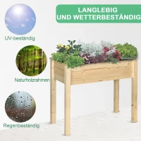 Verhoogd bed plantenbak kruidenbed met afvoergaten non-woven massief hout naturel(m-6)
