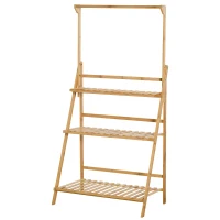 Bloemenstandaard voor binnen buiten 3-laags ladderplank woonkamer tuin natuur(m-1)