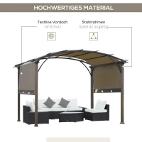 Outsunny paviljoen pergola met verstelbaar stoffen dak uv +50 waterbestendig textileen staal(m-6)