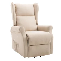 HOMCOM relaxstoel tv-stoel met elektrische opstahulp linnen hout schuimstof crème 72,5 x 94 x 109 cm(m-5)