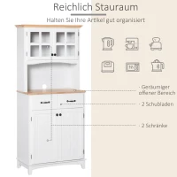 HOMCOM Keukenkast met lade hoge kast met verstelbare planken ladekast hout(m-7)