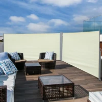 Outsunny dubbelzijdige zijluifel, privacy- en zonwering, polyester, crème(m-2)