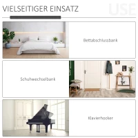 HOMCOM Bank voor slaapkamer bedbank woonkamer kunstleer metaal wit(m-7)